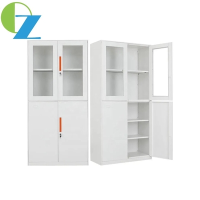 New Style 0.5-1.0mm Metal Office File Cabinets Up Glass Down Steel Swing Door