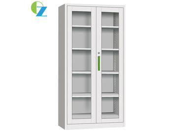 Glass Swing Door Steel Office Cupboard / Metal Filing Cabinet Customized Design